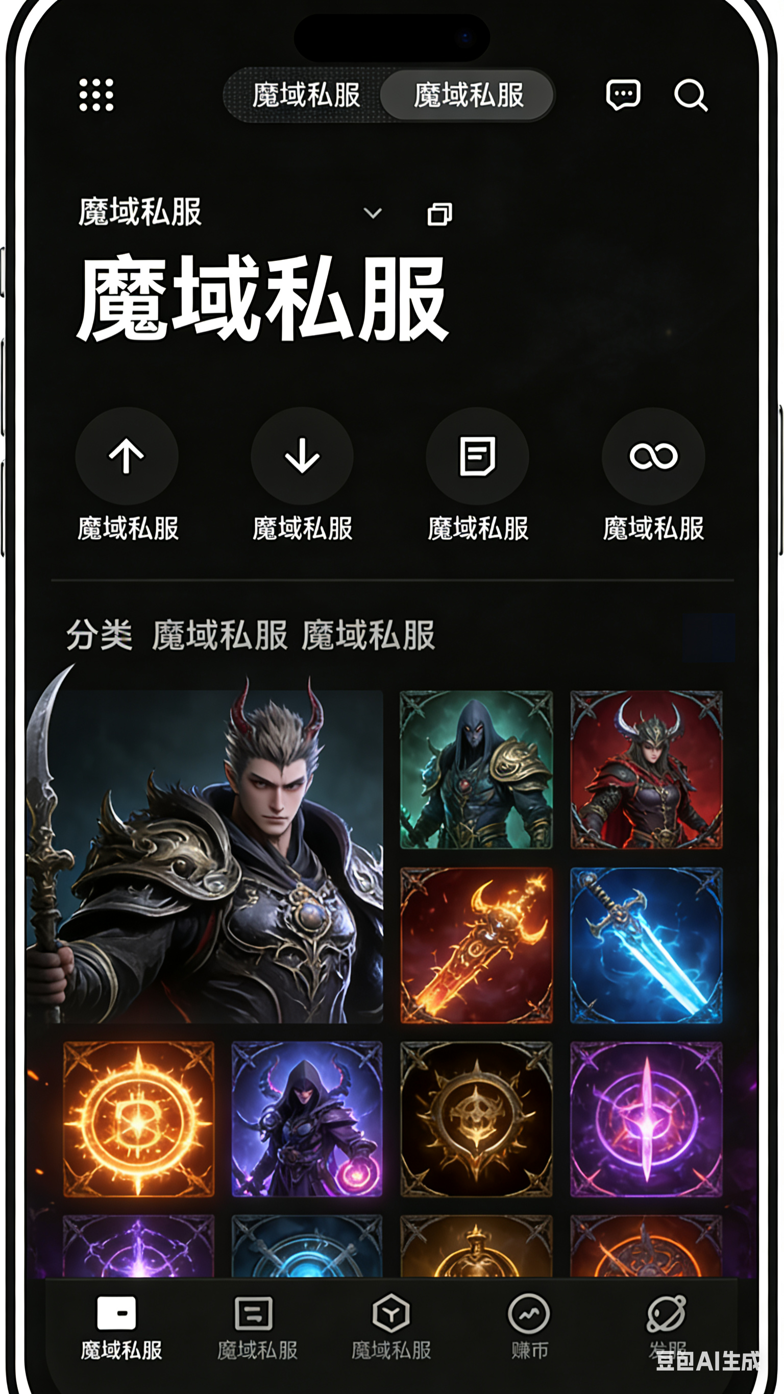 跨服BOSS魔域私服移动端游戏界面